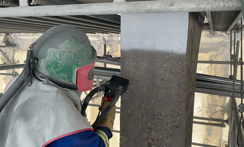 Yaquina Bay Bridge Metalizing on a properly prepared concrete surface